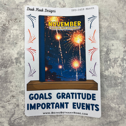 Large Bookshelf - November Cover page 'Bonfire Night fireworks' Sticker (DPD3459)