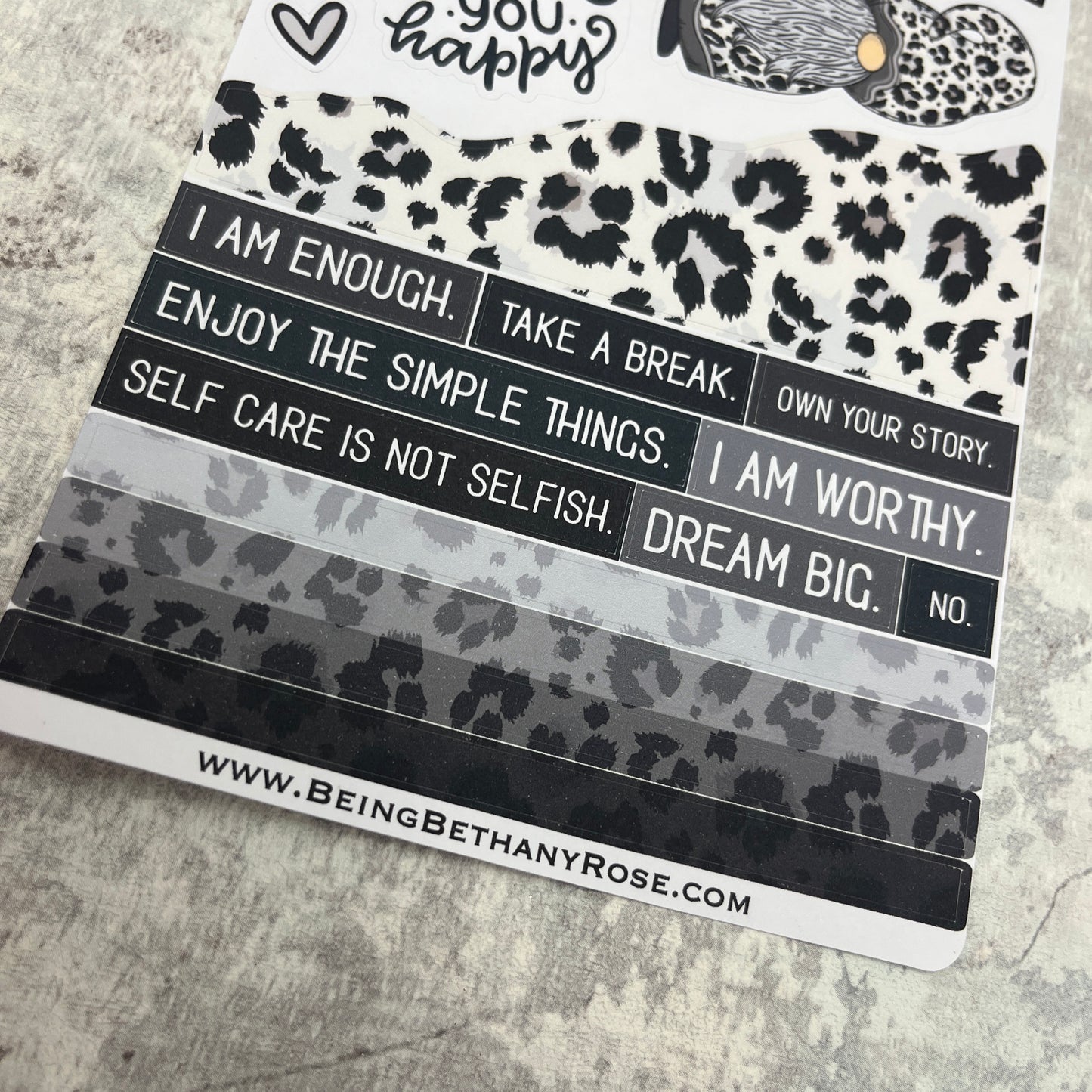 Wendy Mono Leopard Print Gonk journalling planner stickers (BBR-0079)
