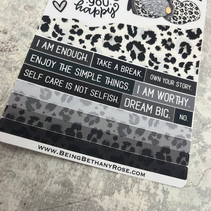 Wendy Mono Leopard Print Gonk journalling planner stickers (BBR-0079)