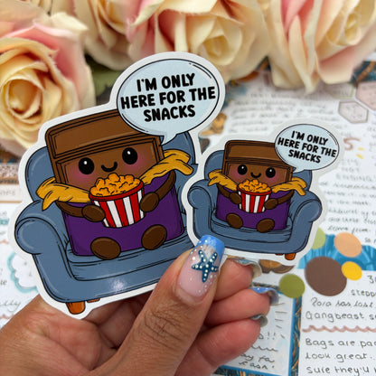 (170) I'm only here for the snacks  - vinyl sticker