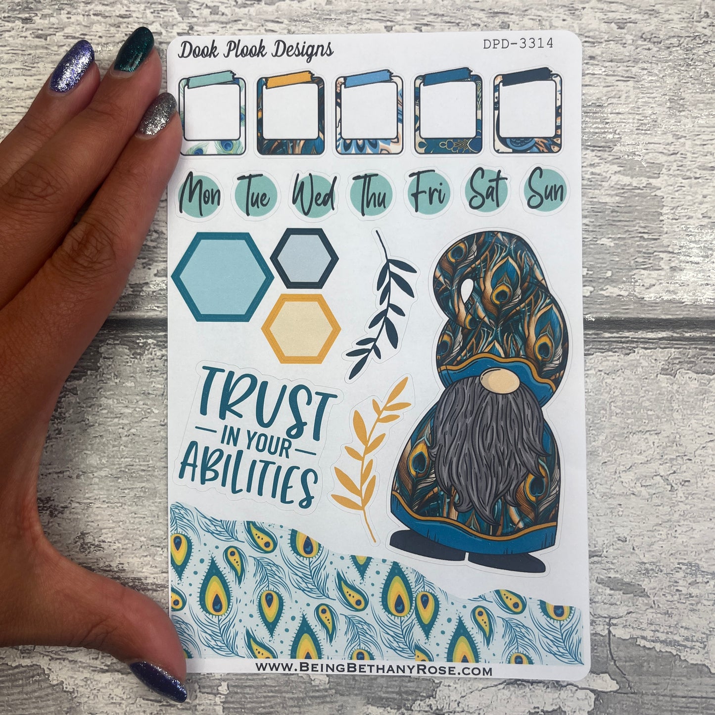 Penelope Peacock Gonk journalling planner stickers (DPD3314)