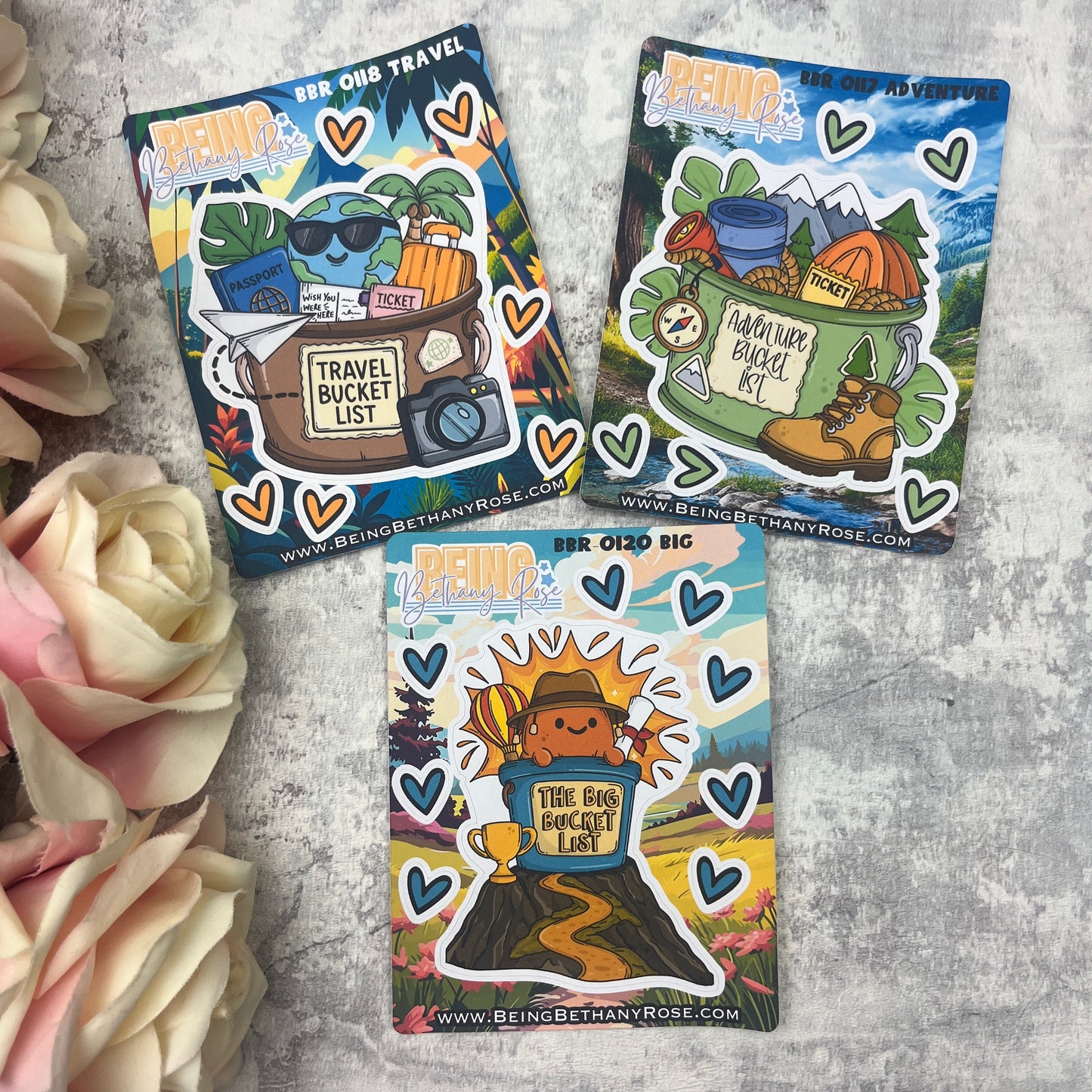 Travel Adventure style Bucket List Stickers (BBR0118)