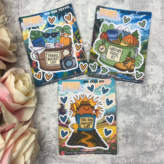 Travel Adventure style Bucket List Stickers (BBR0118)
