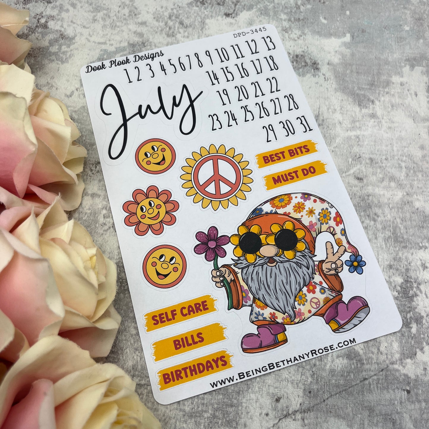 July - Bodhi Flower Power - Month journal planner stickers (DPD3445)