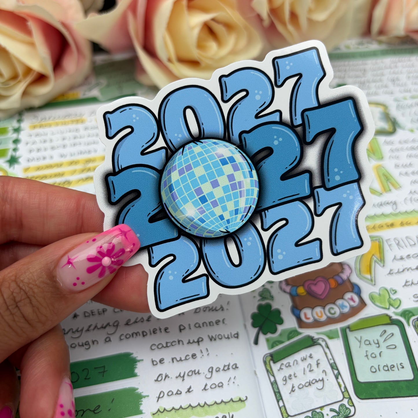 (169) 2027 Disco New Year  - vinyl sticker BLUE