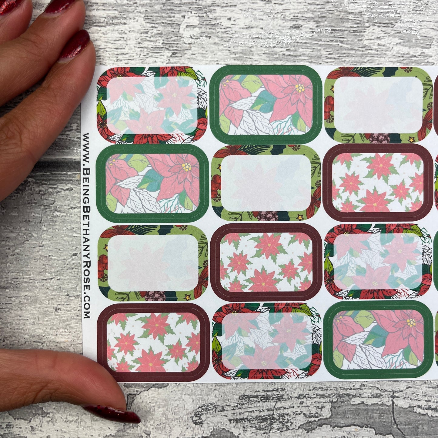 Poinsettia half box planner stickers (DPD-3387)