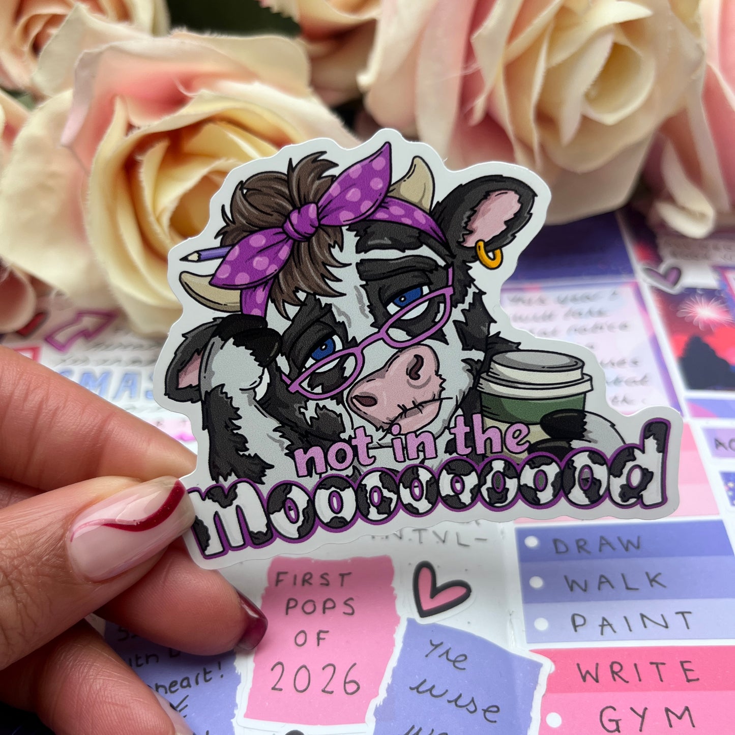 (161)  Not in the mood cow  - vinyl sticker