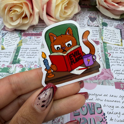 (173) Evil Plans Cat  - vinyl sticker