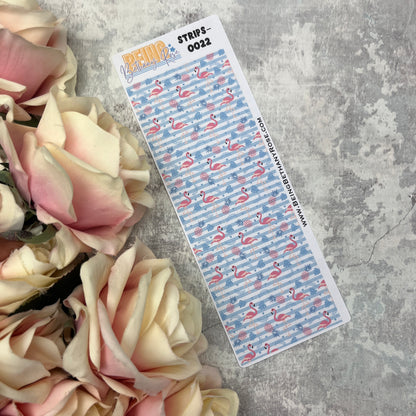 Frankie Flamingo - thin washi style strip stickers (BBRSTRIPS-0022)