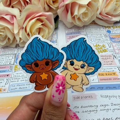 Little Troll character, different Skintones and hair - vinyl sticker (LLU036-45)