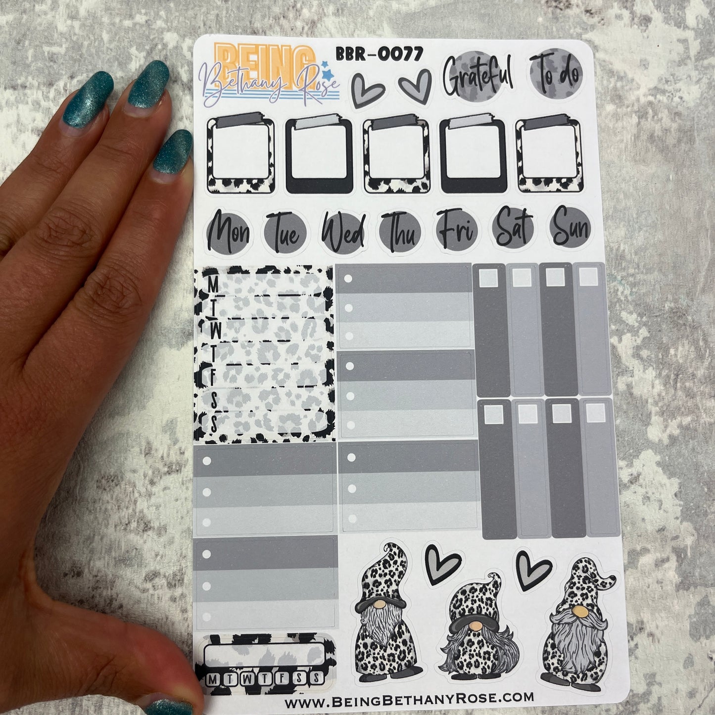 Wendy Mono Leopard Print functional planner stickers (BBR-0077)