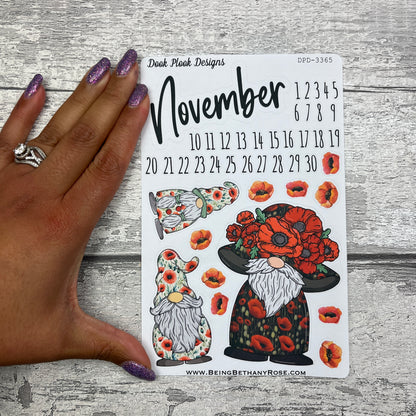 November Month- Poppy - journalling planner stickers (DPD3365)