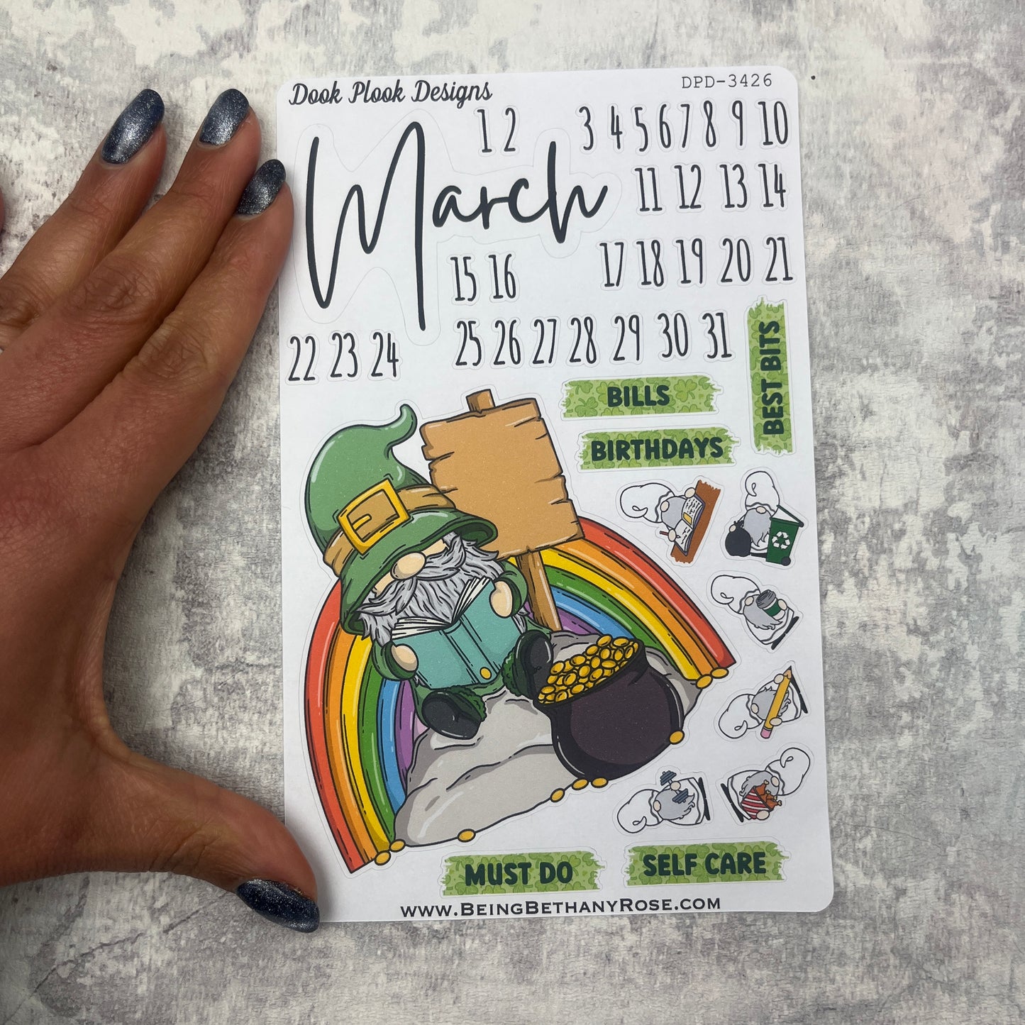 March - St Patricks Lucky Niamh - Month journal planner stickers (DPD3426)