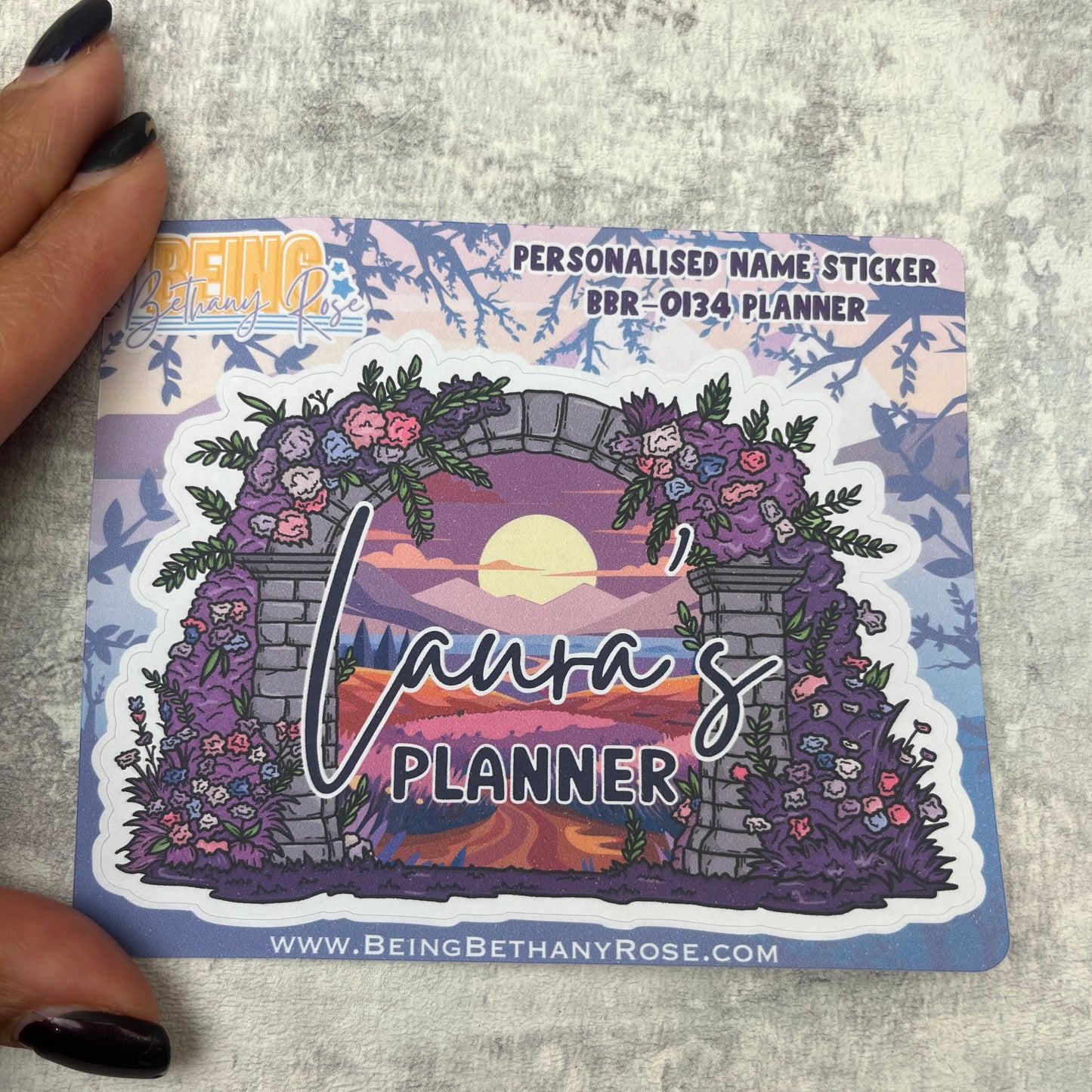 Personalised name arch stickers for planners, journals and diaries (BBR0134)