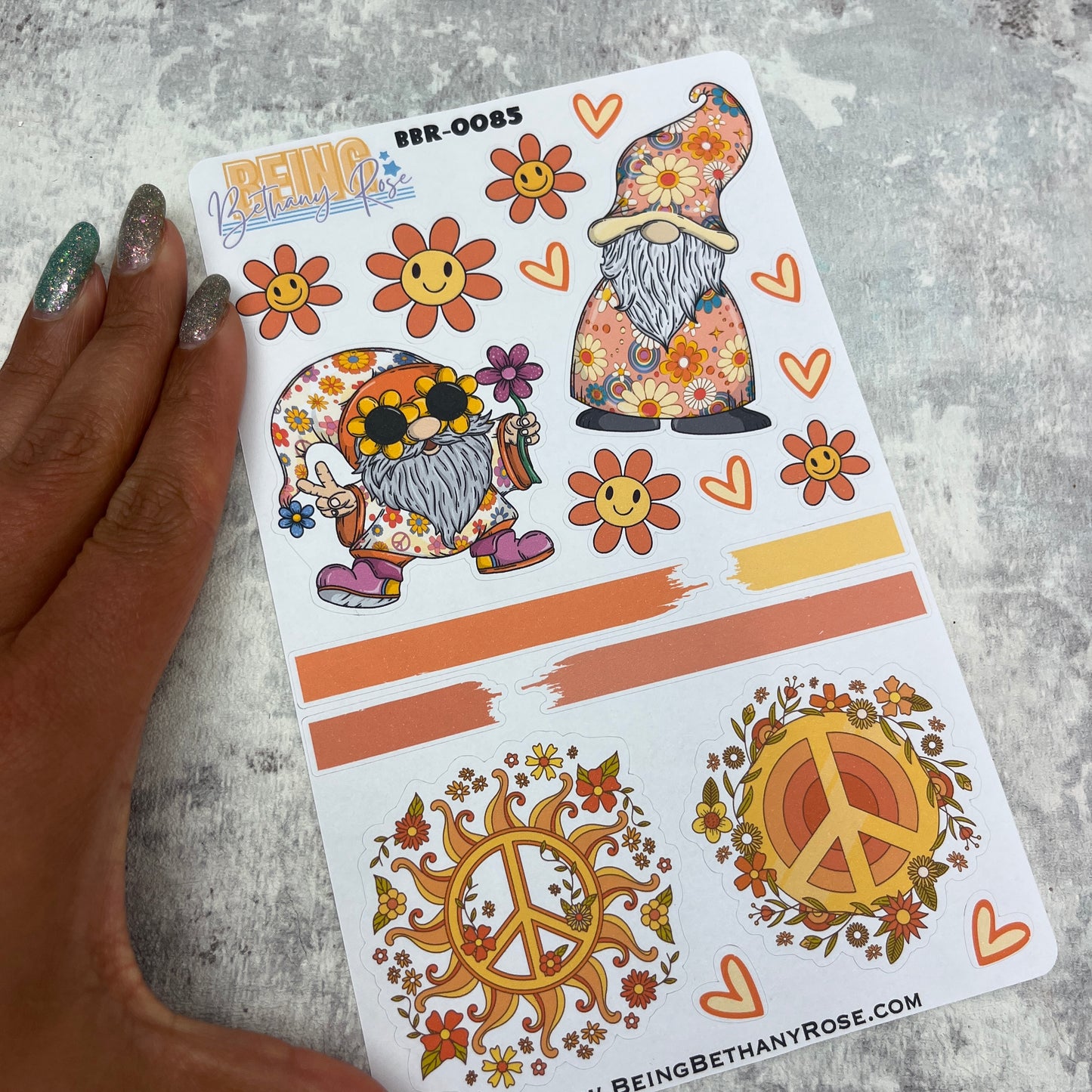 Bodhi Flower Power Gonk journalling planner stickers (BBR-0085)