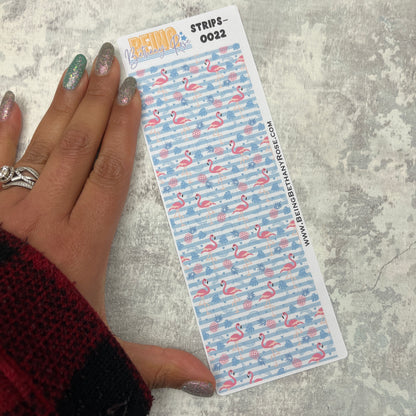 Frankie Flamingo - thin washi style strip stickers (BBRSTRIPS-0022)