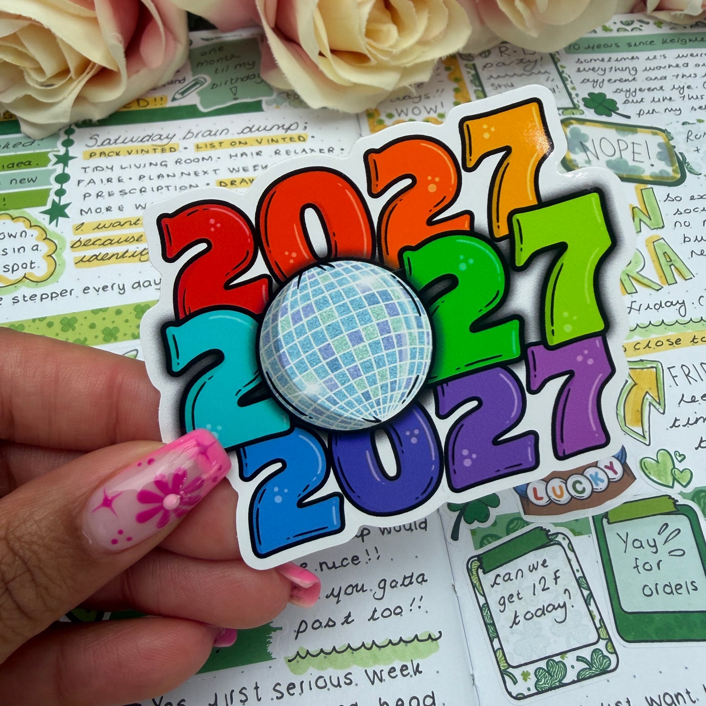 (169) 2027 Disco New Year  - vinyl sticker BOLD RAINBOW