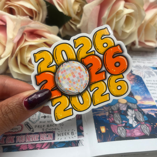 (0134) 2026 - New Year - YELLOW- vinyl sticker