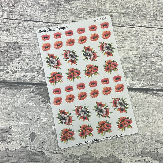 Polly Poppy decorative poppy stickers  (DPD3036)