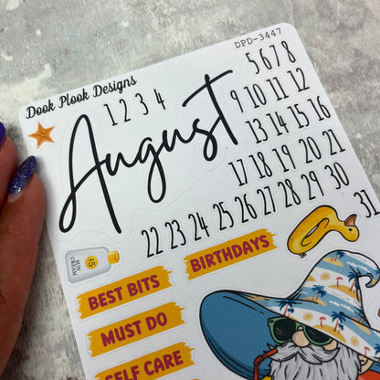 August - Brittany Beach - Month journal planner stickers (DPD3447)