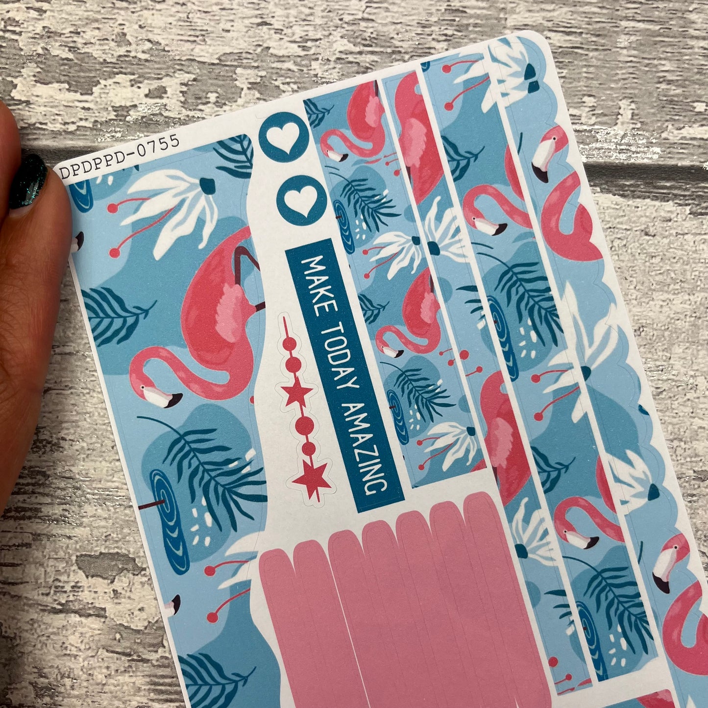 (0755) Passion Planner Daily Wave stickers - Frankie Flamingo