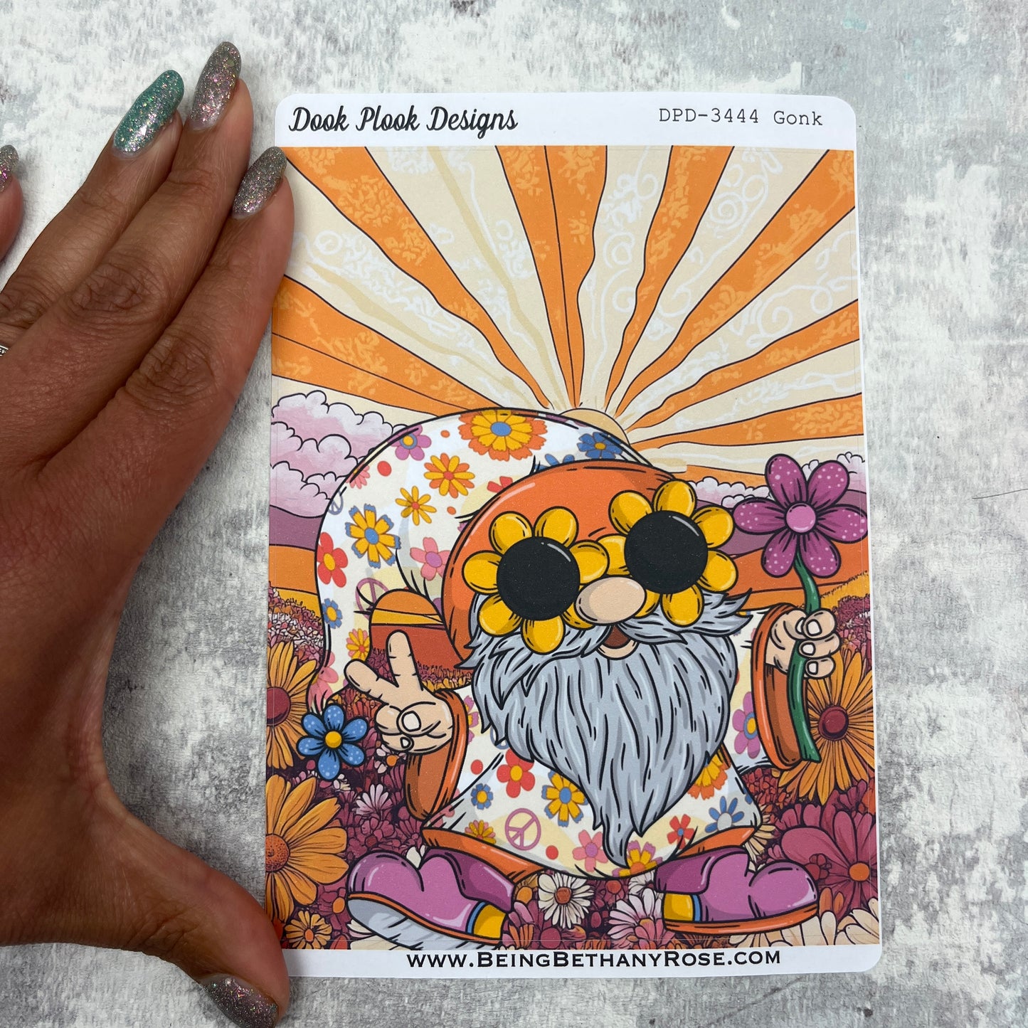 Large Cover Page ' July 2.0' Flower Power Sticker (DPD3444)
