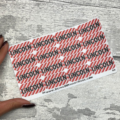Personalised kids / adults Christmas Present Labels. (86 Candy Stripe)