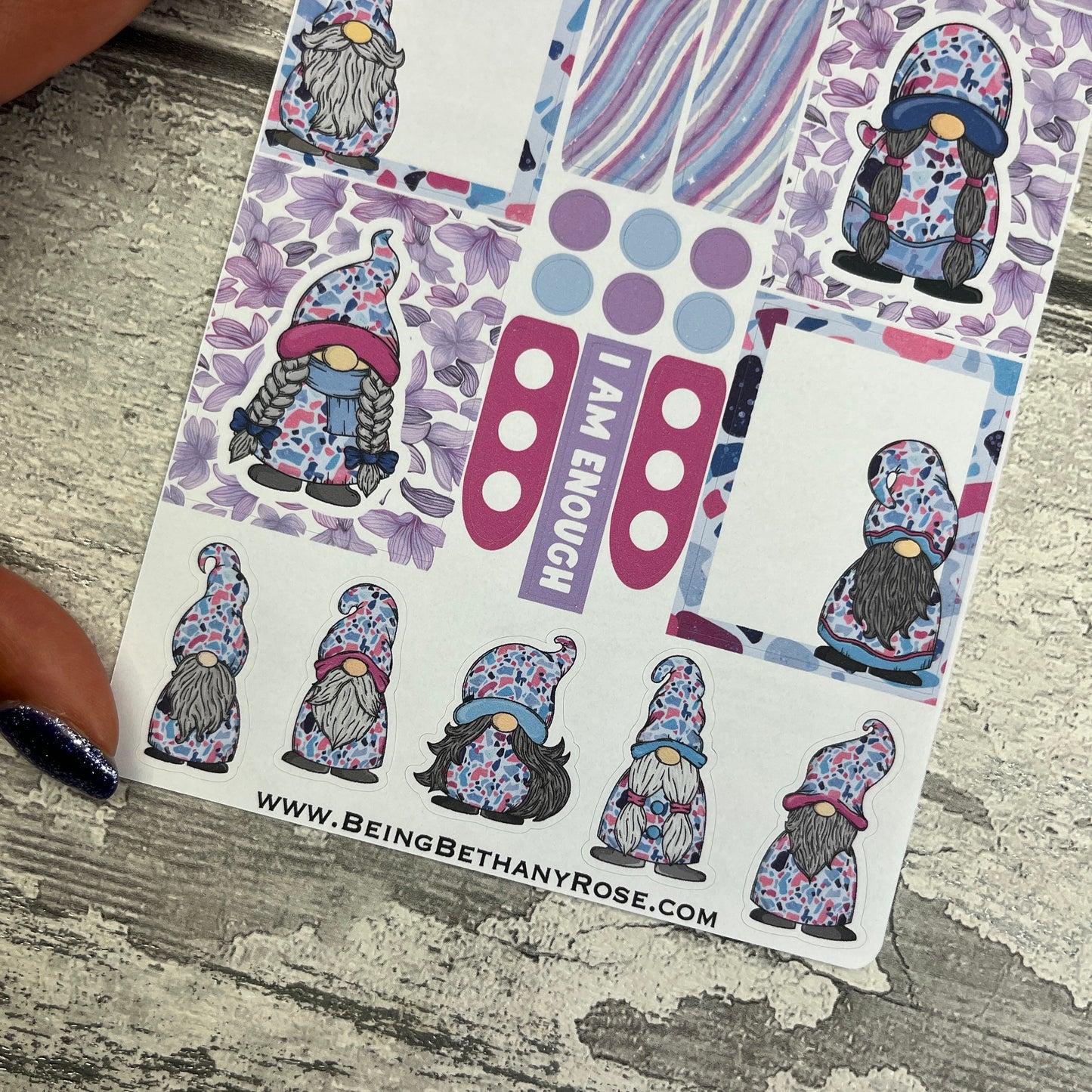 Sara purple terazzo Gonk functional stickers  (DPD3315)