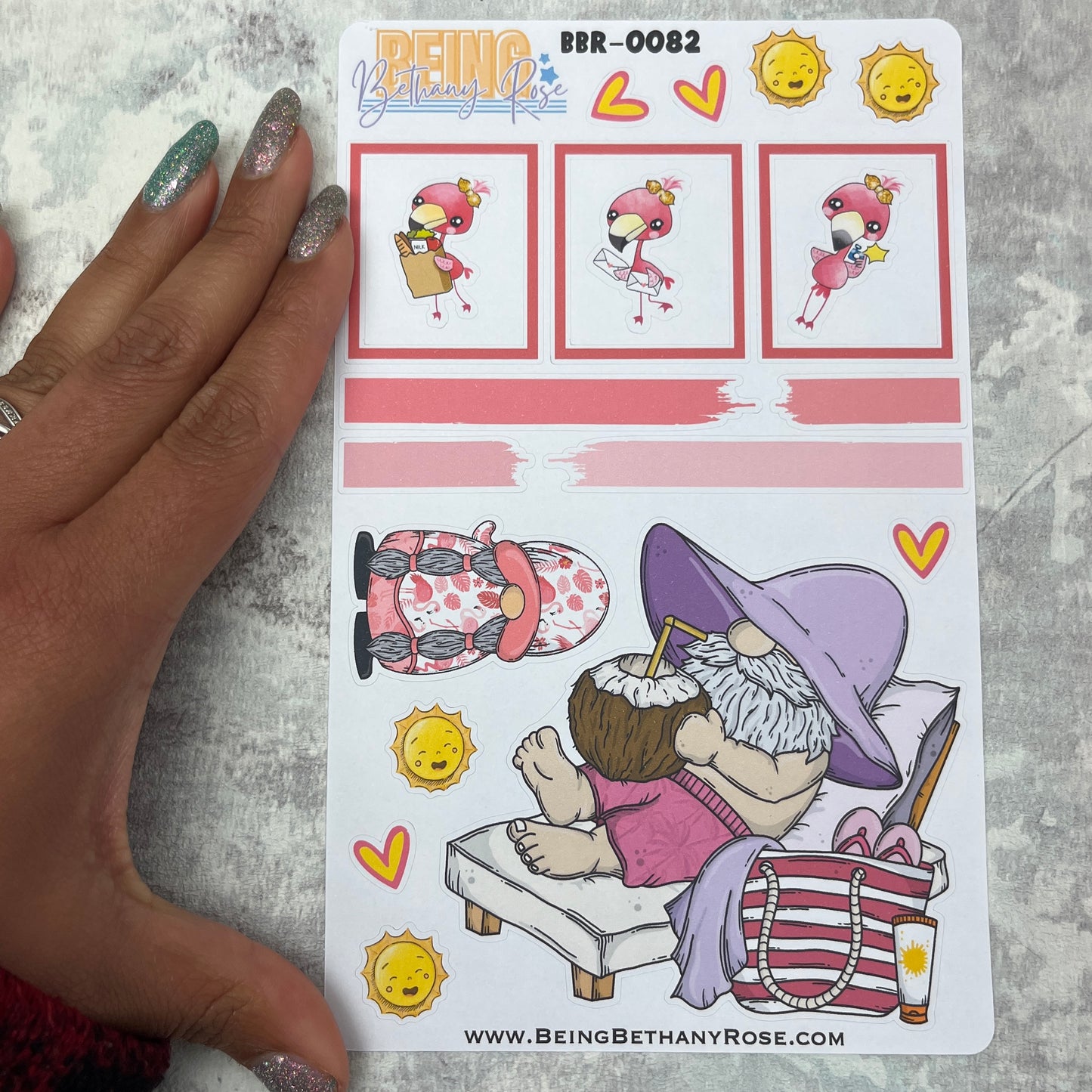 Frankie Flamingo Gonk journalling planner stickers (BBR-0082)