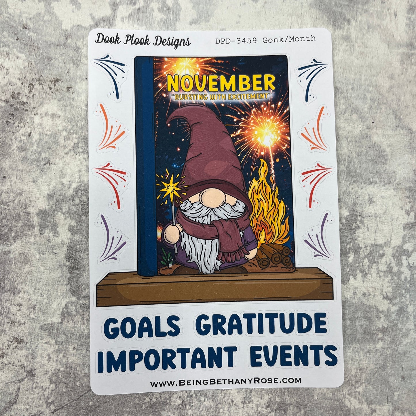 Large Bookshelf - November Cover page 'Bonfire Night fireworks' Sticker (DPD3459)