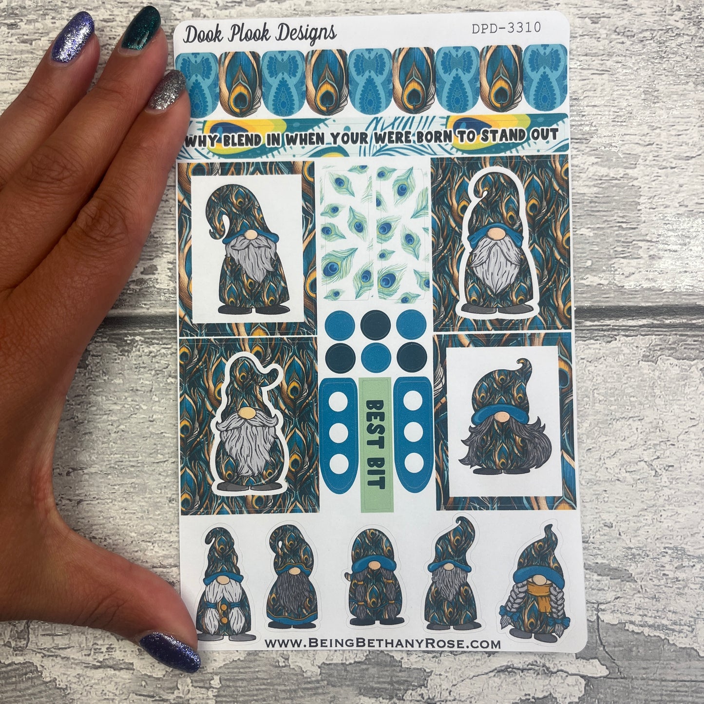 Penelope Peacock Gonk functional stickers  (DPD3310)