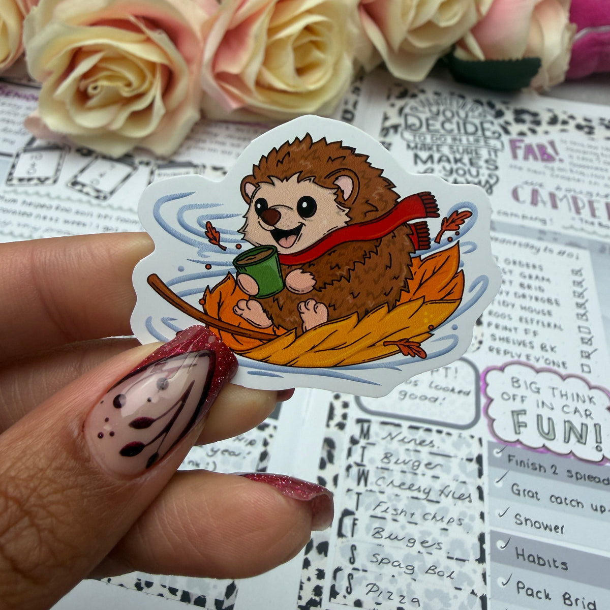 (173) Autumn Hedghog - vinyl sticker