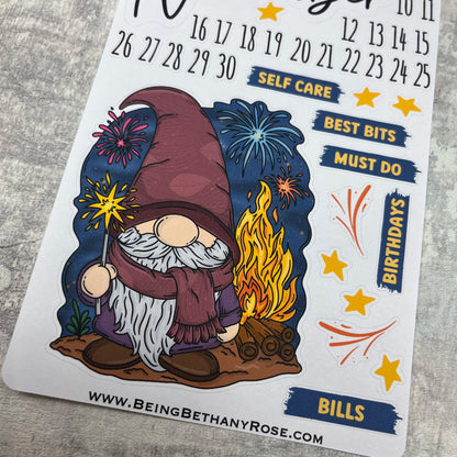 November - Bonfire Night fireworks- Month journal planner stickers (DPD3460)