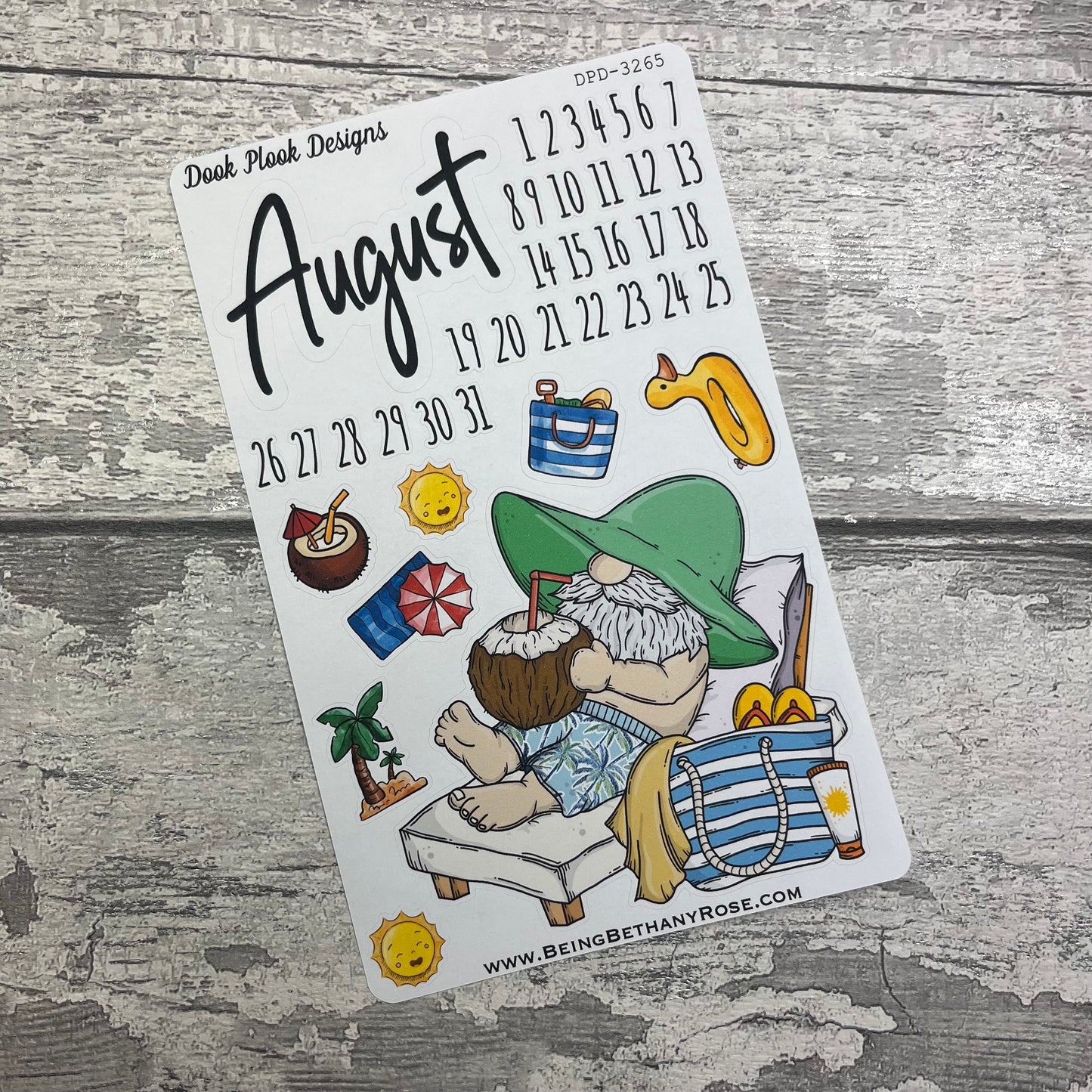 August Month- Sun bathing summer holiday - journalling planner stickers (DPD3265)