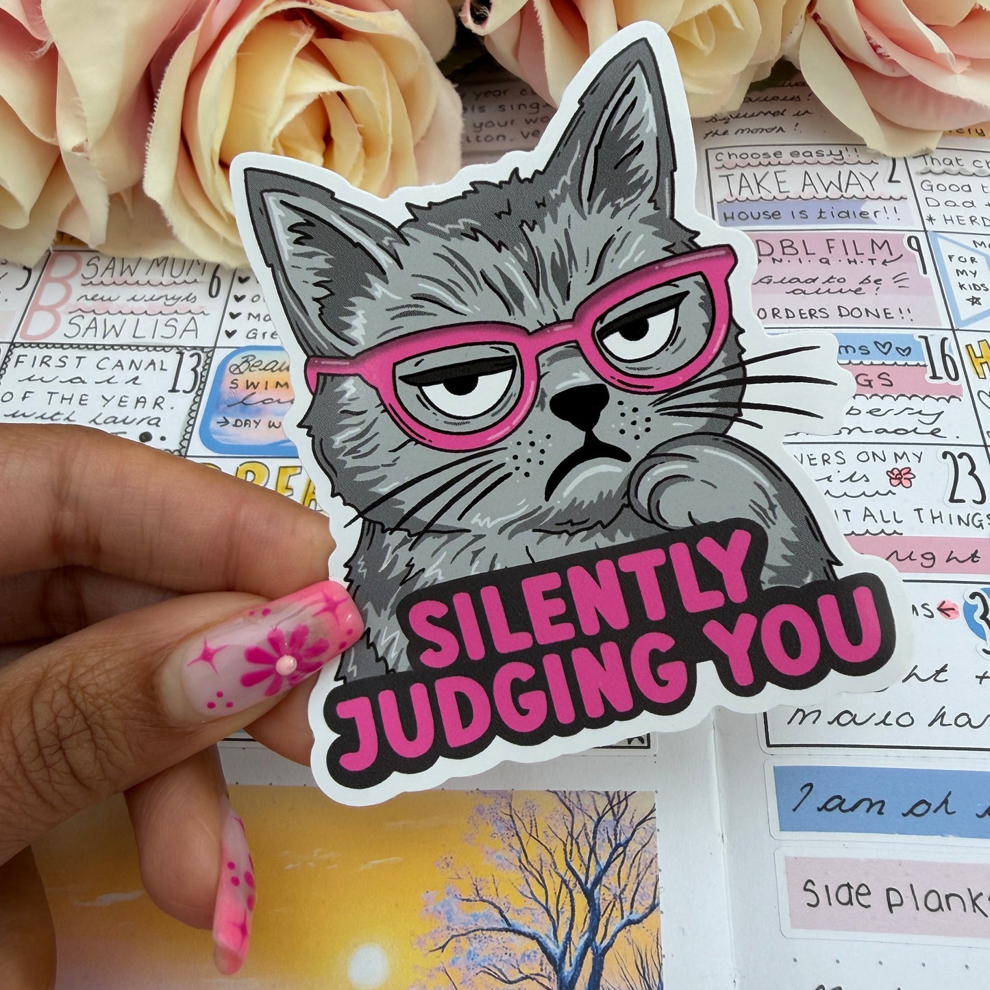 (095) Silently judging you cat   - vinyl sticker