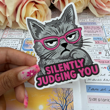 (095) Silently judging you cat   - vinyl sticker