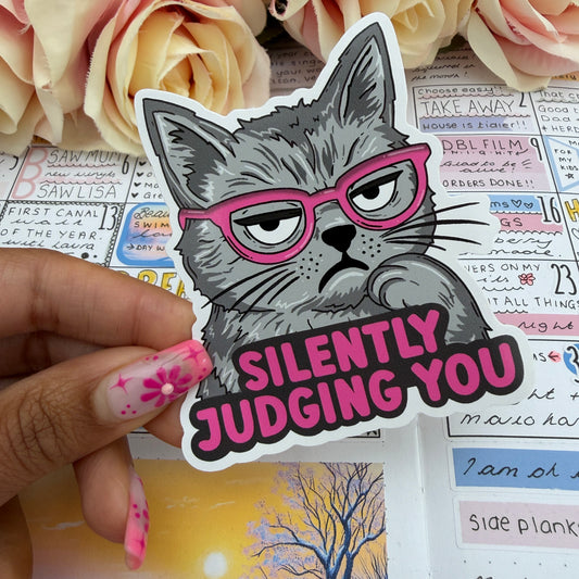 (095) Silently judging you cat   - vinyl sticker