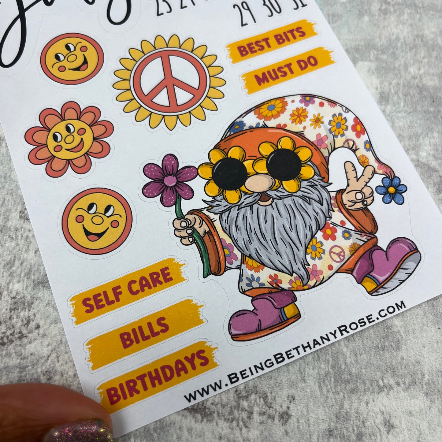July - Bodhi Flower Power - Month journal planner stickers (DPD3445)