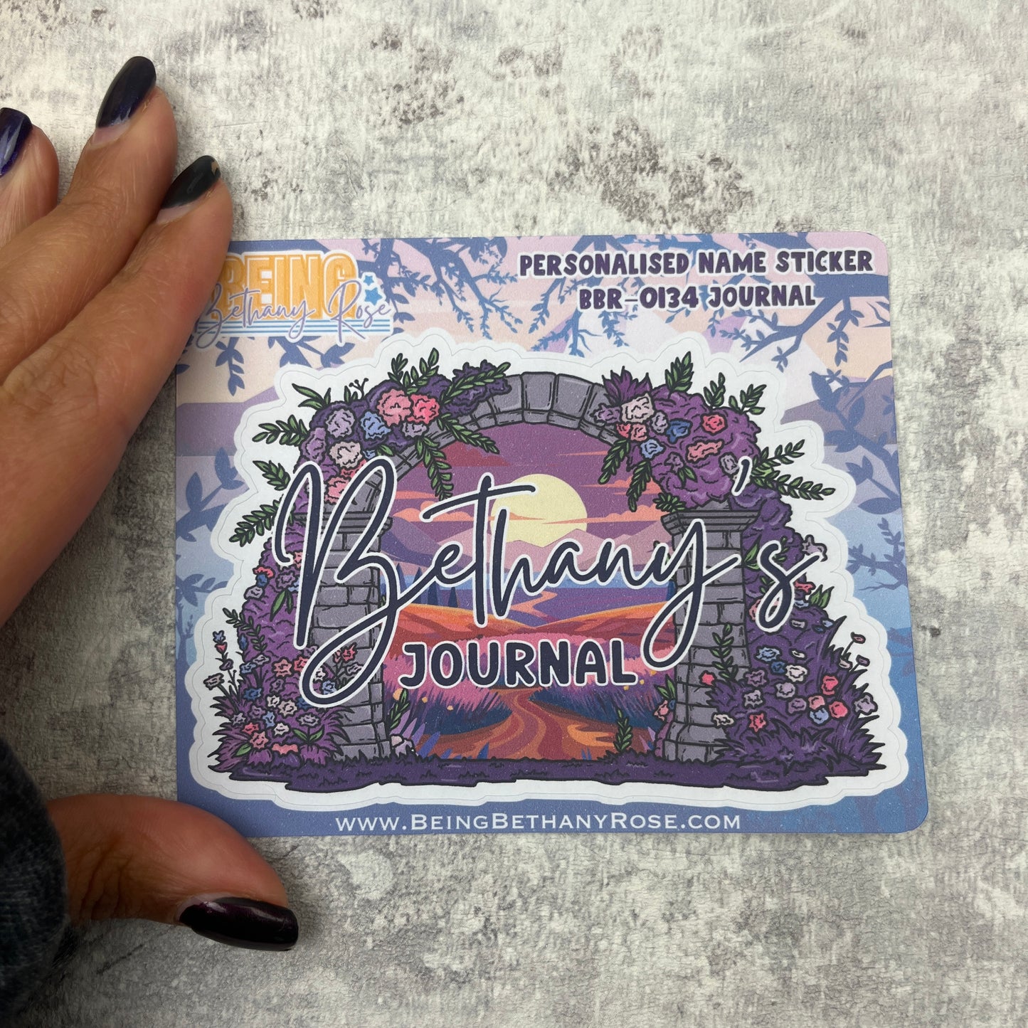 Personalised name arch stickers for planners, journals and diaries (BBR0134)