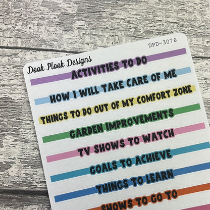 Bullet Journal List Prompt Header Stickers  (DPD3075-3076)