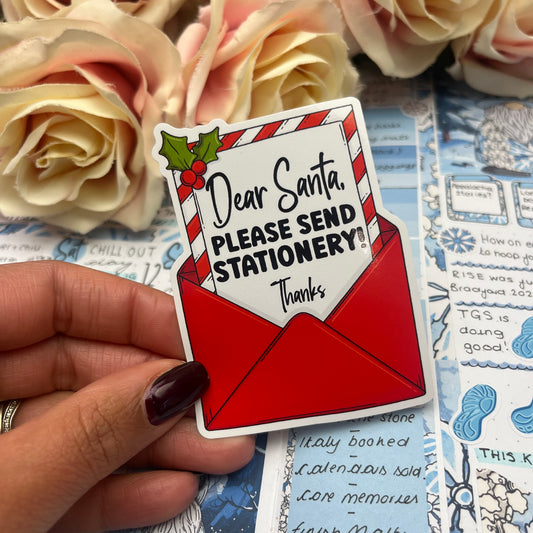 (0150) Dear Santa please send STATIONERY - christmas vinyl sticker
