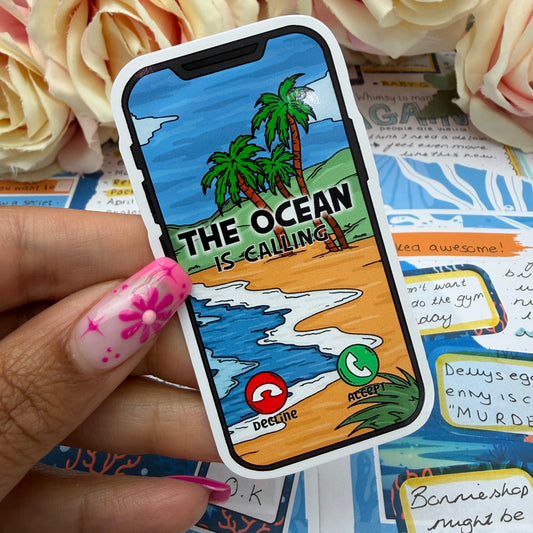 (170) The ocean is calling  - vinyl sticker