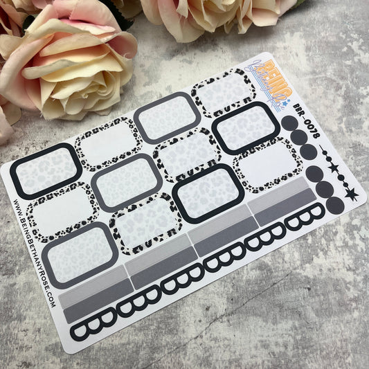 Wendy Mono Leopard Print boxes planner stickers (BBR-0078)