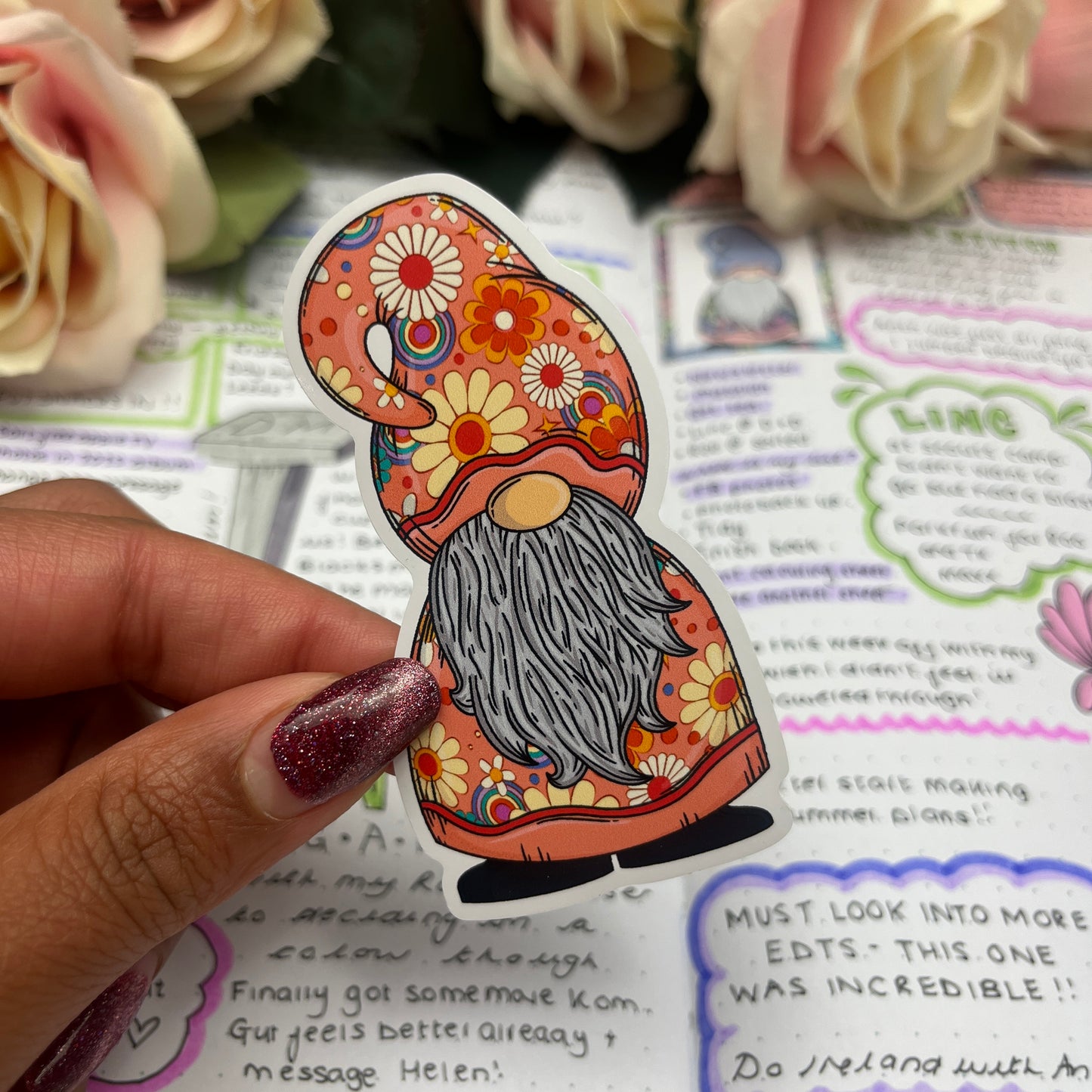 (0143) Flower Power gonk - vinyl sticker