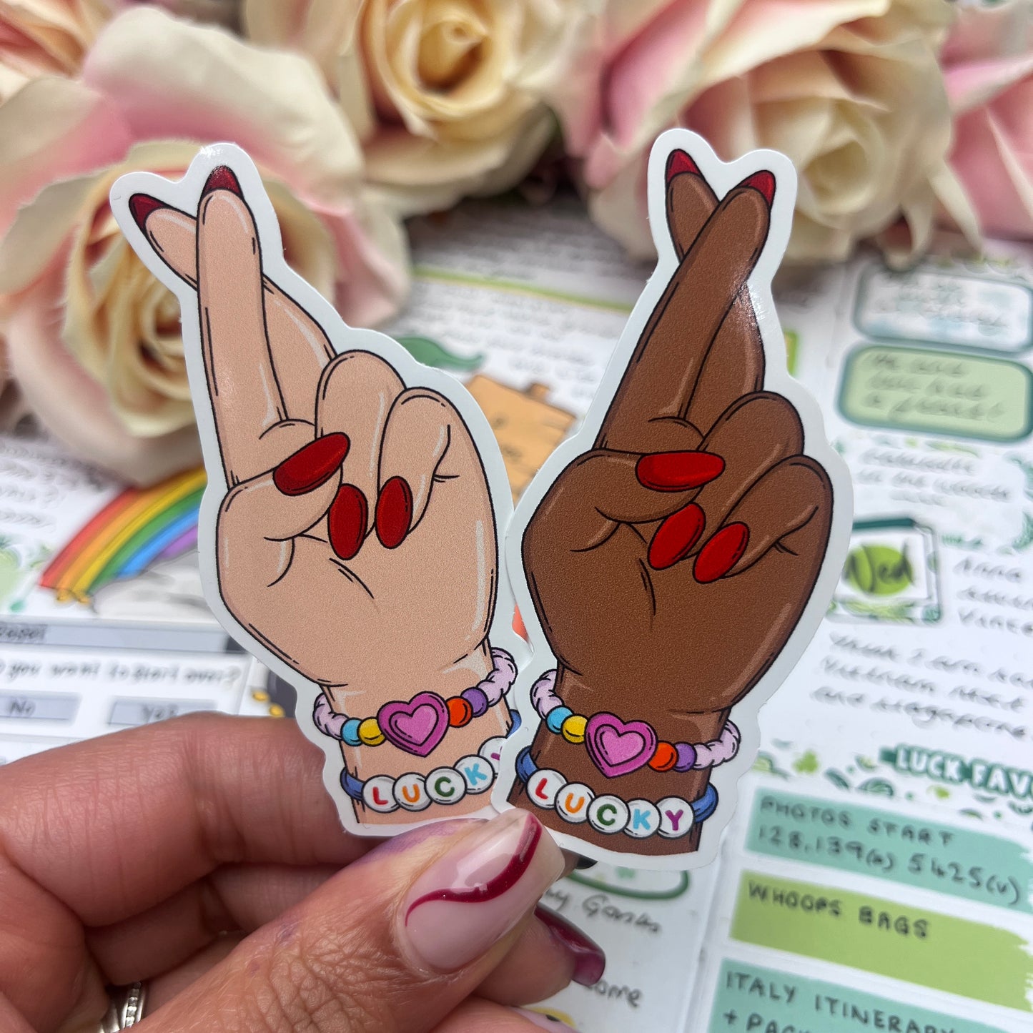 (162)  Lucky - Fingers Crossed  - vinyl sticker