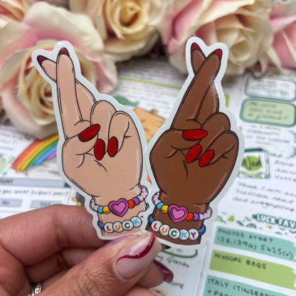 (162)  Lucky - Fingers Crossed  - vinyl sticker