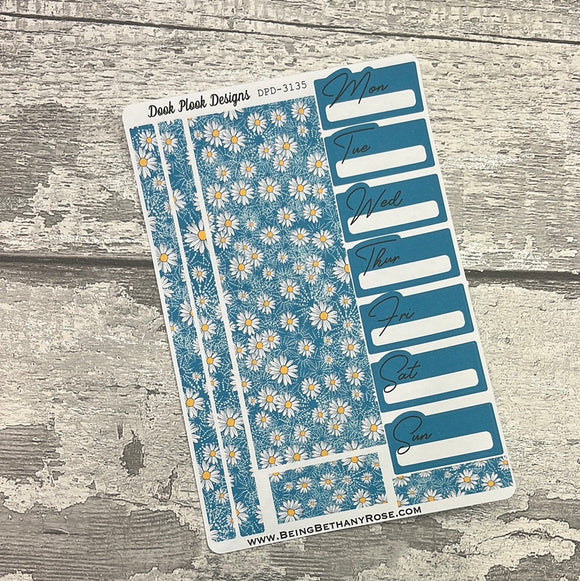 One sheet week planner stickers -  Blue Daisy (DPD3135)