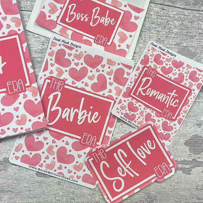 THE..... ERA.... Personalised Reusable Sticker Album, Pocket or Stickers (7. Pink Hearts)