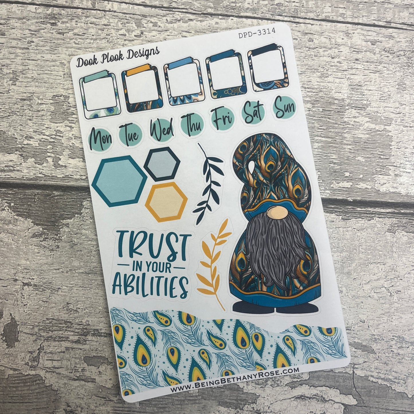 Penelope Peacock Gonk journalling planner stickers (DPD3314)