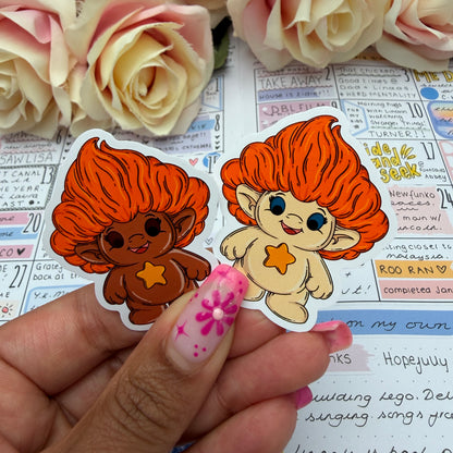 Little Troll character, different Skintones and hair - vinyl sticker (LLU036-45)